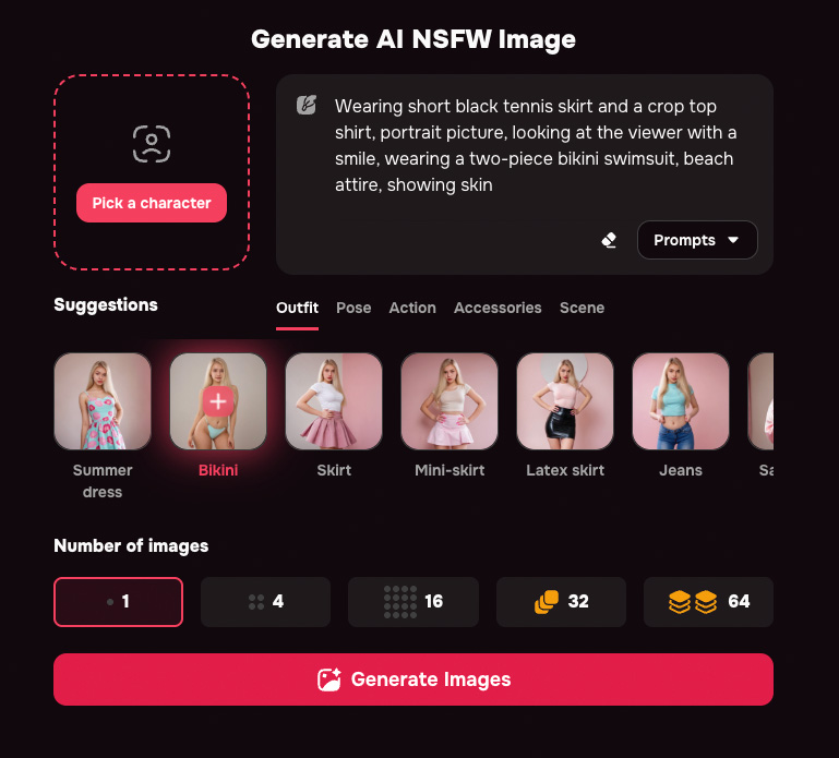 NSFW AI image generator on FantasyGF.ai