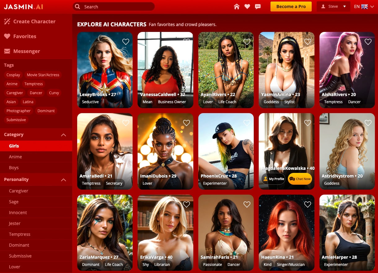 AI girlfriends on Jasmin AI