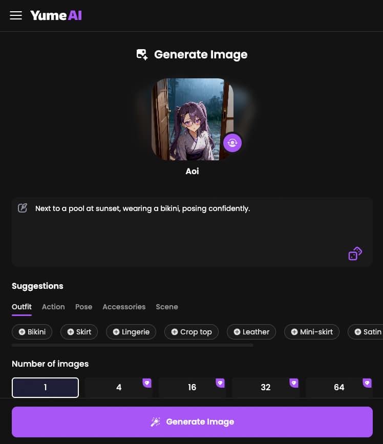 Hentai AI image generator on Yume AI Chat
