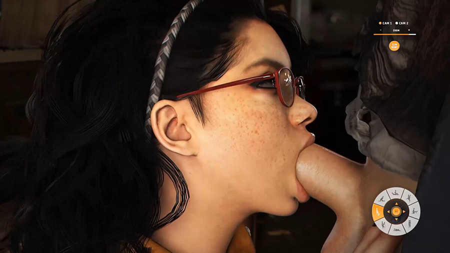Girl giving a blowjob in the Adult World 3D adult game