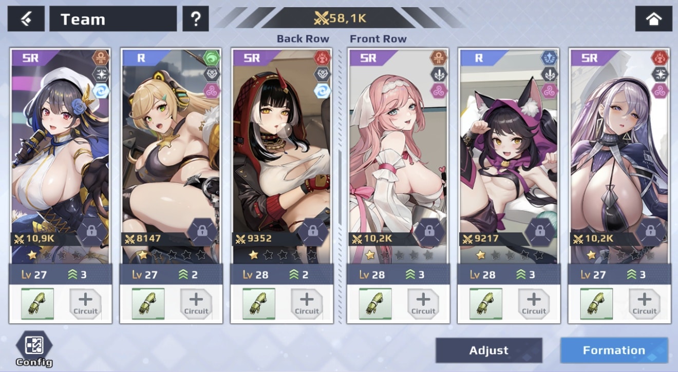 Harem and characters from the game Aeons Echo