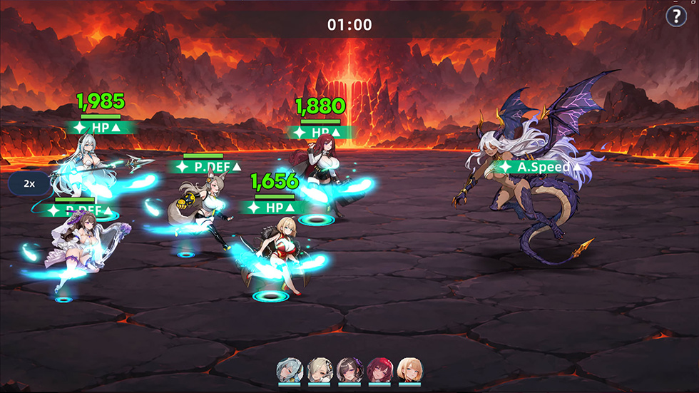 Heroines fighting enemy forces in an M:Brace campaign battle